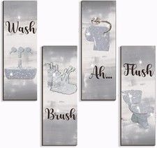 4 Pcs Silver Bathroom Decor