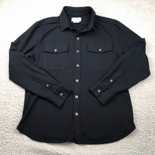 Ministry Of Supply Fusion Overshirt Mens L Navy Flannel Pocket Button Up Jacket