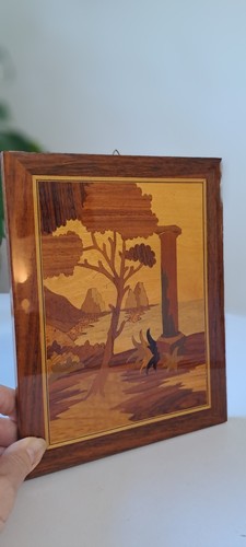 Vintage handmade wood inlay - wood,