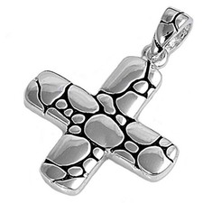Cobblestone Cross Pendant .925