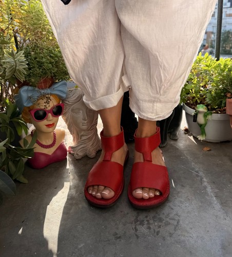 Trippen red leather sandals - red,