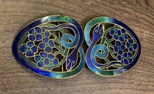 Antique Vintage Edwardian Art Nouveau Gilt & Enamel Snake & Flower Belt Buckle