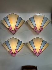 4 x Art Deco Stained Glass
