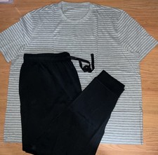 GEORGE MAN BLACK / GREY STRIPED SHORT SLEEVE PYJAMAS Size 4 XL 54-56" chest NEW