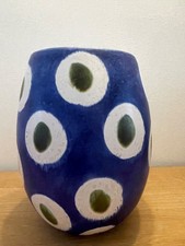 Large blue Habitat spotty ceramic vase cobalt blue