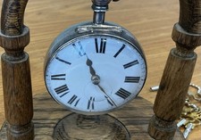 Antique Victorian 1864 Solid Silver Fusee Verge Pocket Watch. Working.