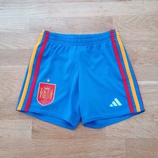 Spain Adidas kids football shorts 2022 size 3-4 years blue HF1402