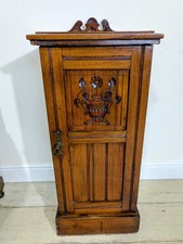 Antique Art & Crafts Cupboard In Oak Carved Floral Detail FREE POSTAGE 