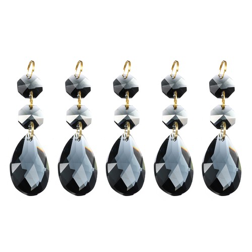 5pcs 38mm light black - light, crystal