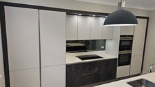 Modern Slab Handleless Kitchen with Island, Siemens Appliances & Utility Room