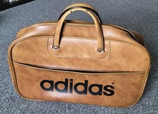 1970s Vintage Leather Adidas Sports Bag Peter Black England -  Rare 