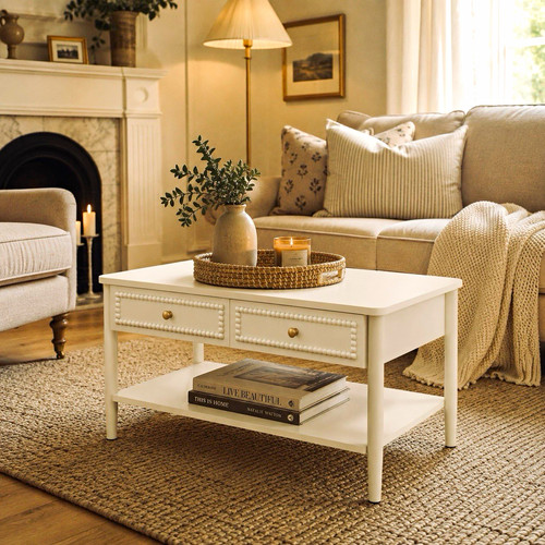 White rectangular coffee table - coffee,