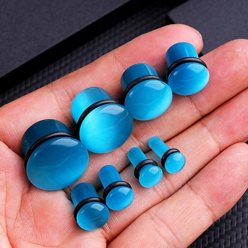 Aqua cat eye stone - aqua, flesh