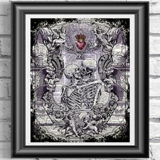 Skeletons in Love Wall Decor Wall art Printed on Antique Dictionary Book Page
