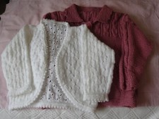 CHILDS CARDIGAN PINK WHITE BOLERO