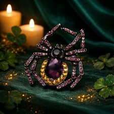 Black Gems Spider Brooch Steam