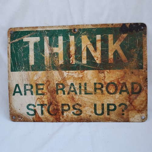 Old painted steel sign - sign,, think