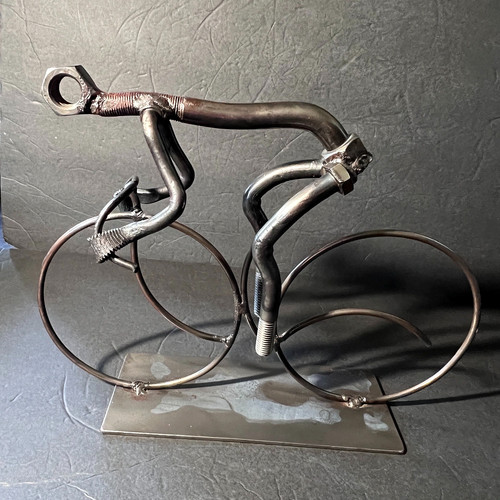 Vtg john russo metal bicyclist - vtg,