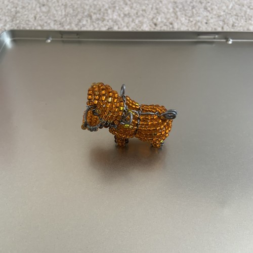 Wire beaded hippo keychain - wire,