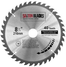 Saxton TCT Circular Saw Blade 216mm x 40T x 30mm for Bosch Makita Dewalt Mitre