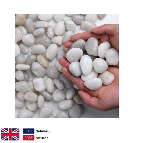 Polished white garden rocks - white,
