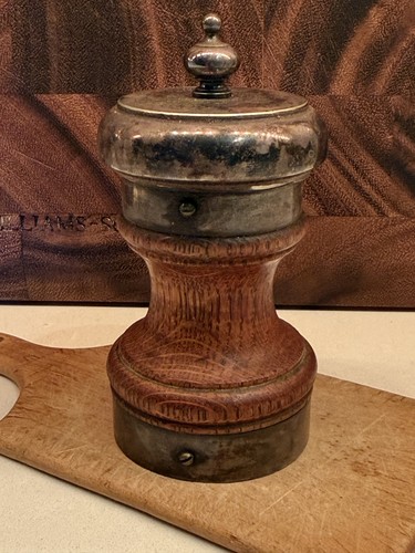 Antique wood and silver - wood, plate