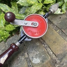 Dads Vintage Hand Tools: Stanley Hand Drill no 803 Original Handles Red Burgundy