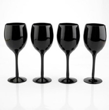 4 x Wine Glasses Black Goblet Long Stem Wedding Xmas Party Tableware Drink Glass
