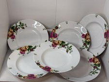 6 X Large Royal Albert Old Country Roses Rimmed Pasta Bowls Dishes 