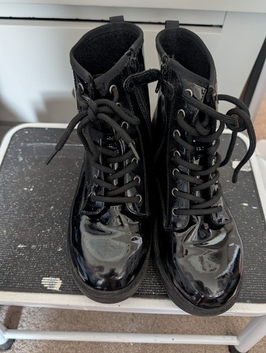 Next girls black patent boots - black,