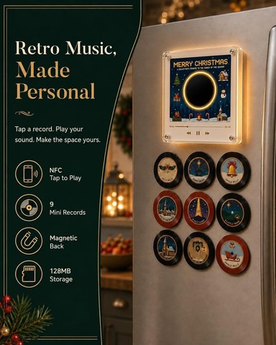 Christmas vinyl player - vinyl, fridge