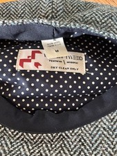 Welsh Tweed Baker Boy Hat Size Medium 100% Wool Blue Made In Wales