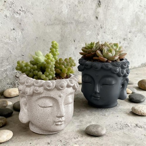 Buddha head flower pot - flower, pot,