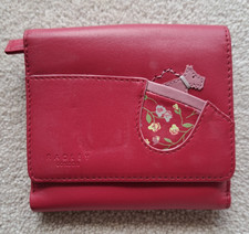 Radley Scottie Dog in Pocket Pink/Red Folding Purse Wallet With Dust Bag