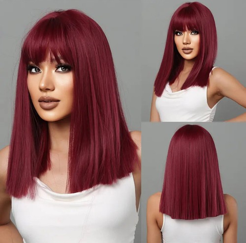 Synthetic short straight bob - synthetic,