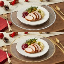 6/12 Pcs Clear Fluted Charger