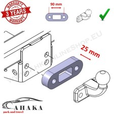 Towbar Tow Ball Spacer Block Plate - 25 mm thickness 1” - 2 hole 90 mm spacing