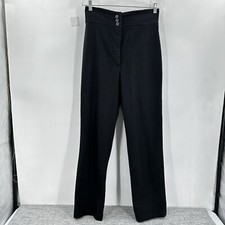 Cynthia Ashby Pants Womens Medium Black Linen Cotton High Rise Straight leg