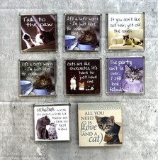 8 x Cat Fridge Vintage Magnets