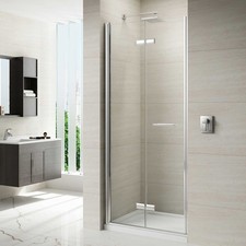 Merlyn 8 Series Frameless Hinged Bi-Fold Shower Door 760mm Wide - 8mm Glass