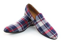 Slip On Mens Plaid Blue Red