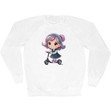 'Little Girl Riding A Scooter' Adult Sweatshirt / Sweater / Jumper (SW046627)