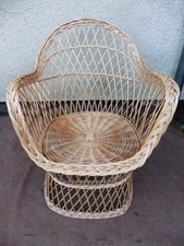 VINTAGE CANE WICKER ARM CHAIR, STRONG STURDY NO DAMAGE.