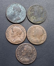 5x Charles II Farthing Copper