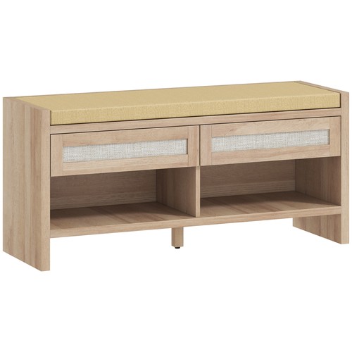 Boho shoe bench with rattan - with, 2