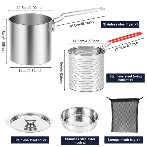 Deep frying pot stainless - deep,