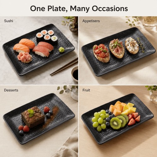 Black melamine plate 26cm - black,
