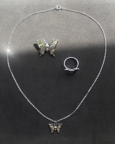 Aqua abalone shell butterfly - abalone,