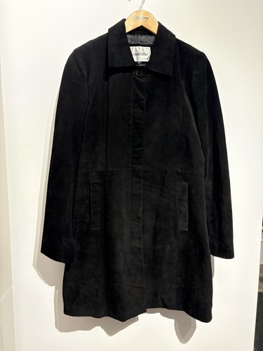 Black suede leather coat