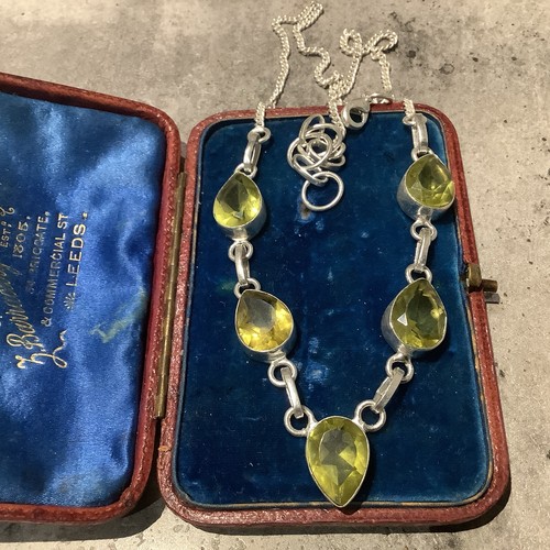 Silver peridot necklace - silver,